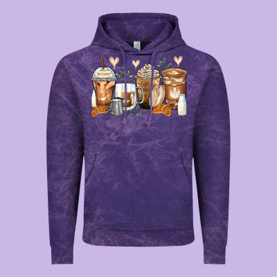 Latte Coffee Cups Vintage Hoodie Designed By Zillion Design Studio