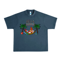 Midnight Navy hello summer Urban Heavy Tee - CowhideDigitalArt