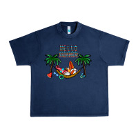 Navy hello summer Urban Heavy Tee - CowhideDigitalArt