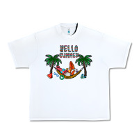 White hello summer Urban Heavy Tee - CowhideDigitalArt