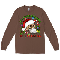Chestnut When You're Dead Inside But It's Christmas Hippie Skeleton Santa Long Sleeve Tee - Artiststas