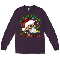 Plum When You're Dead Inside But It's Christmas Hippie Skeleton Santa Long Sleeve Tee - Artiststas