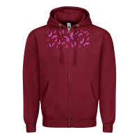 Burgundy breast cancer butterflies Zipper Hoodie - Jasminsmagicworld