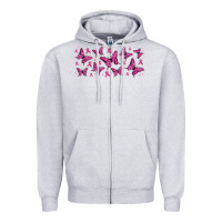 Heather Grey breast cancer butterflies Zipper Hoodie - Jasminsmagicworld