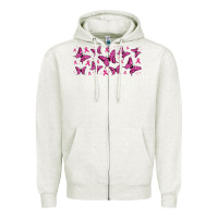 Oatmeal Heather breast cancer butterflies Zipper Hoodie - Jasminsmagicworld