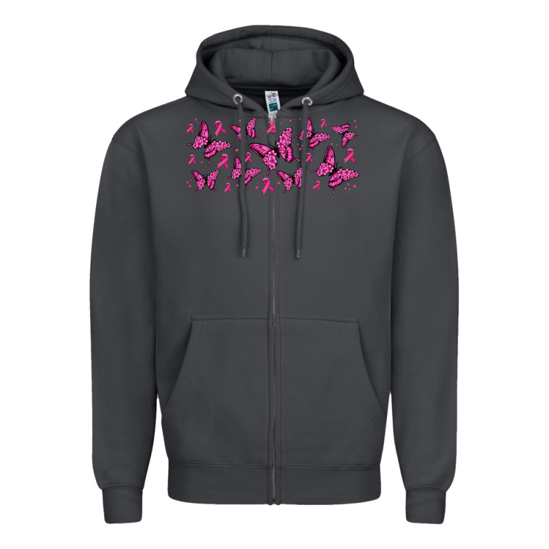Breast Cancer Butterflies Zipper Hoodie by Jasminsmagicworld | Teevron