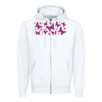 White breast cancer butterflies Zipper Hoodie - Jasminsmagicworld