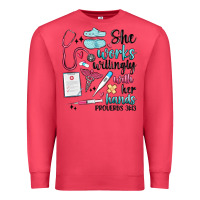 Cardinal she works willingly with her hands Premium Sweatshirt - MaliasSmallBusiness