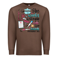 Chestnut she works willingly with her hands Premium Sweatshirt - MaliasSmallBusiness