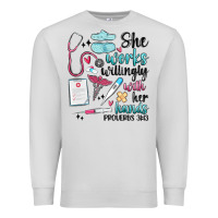 Dove Grey she works willingly with her hands Premium Sweatshirt - MaliasSmallBusiness