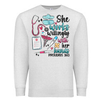 Oatmeal Heather she works willingly with her hands Premium Sweatshirt - MaliasSmallBusiness