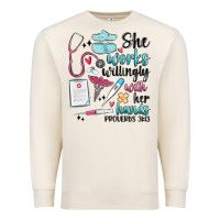 Sandshell she works willingly with her hands Premium Sweatshirt - MaliasSmallBusiness