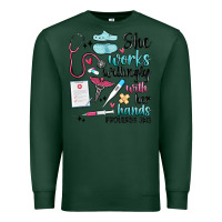 Sports Green she works willingly with her hands Premium Sweatshirt - MaliasSmallBusiness