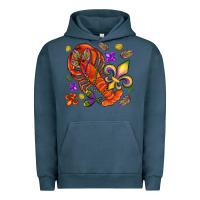 Pigment Midnight Navy Crawfish and fleur de lis Urban Hoodie - NancyCooperArtShop
