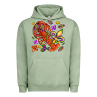 Pigment Oil Green Crawfish and fleur de lis Urban Hoodie - NancyCooperArtShop