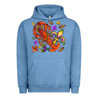 Pigment Pebble Blue Crawfish and fleur de lis Urban Hoodie - NancyCooperArtShop