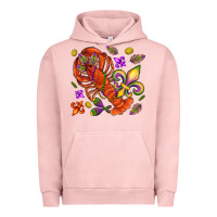 Pigment Salmon Crawfish and fleur de lis Urban Hoodie - NancyCooperArtShop