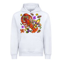 White Crawfish and fleur de lis Urban Hoodie - NancyCooperArtShop