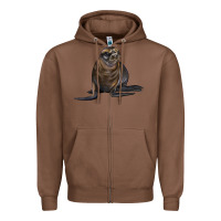 Chestnut Sea Lion Illustrations Zipper Hoodie - LillyAllenDesigns