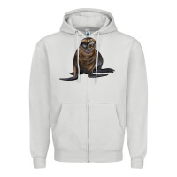 Dove Grey Sea Lion Illustrations Zipper Hoodie - LillyAllenDesigns