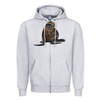 Heather Grey Sea Lion Illustrations Zipper Hoodie - LillyAllenDesigns