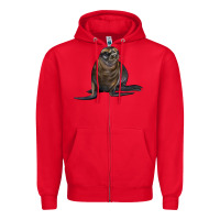 Red Sea Lion Illustrations Zipper Hoodie - LillyAllenDesigns