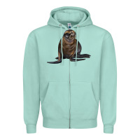 Seafoam Sea Lion Illustrations Zipper Hoodie - LillyAllenDesigns