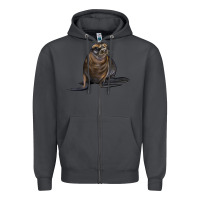 Smoke Sea Lion Illustrations Zipper Hoodie - LillyAllenDesigns
