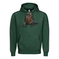 Sports Green Sea Lion Illustrations Zipper Hoodie - LillyAllenDesigns