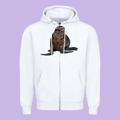 Sea Lion Illustrations Zipper Hoodie Designed By Lillyallendesigns