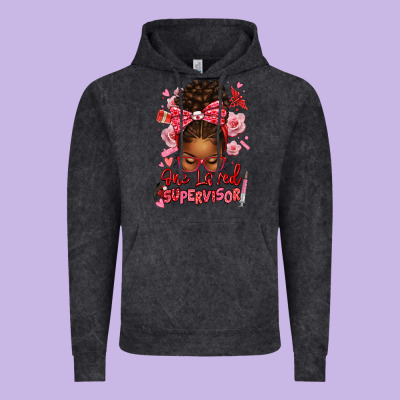 One Loved Supervisor Afro Messy Bun Vintage Hoodie Designed By Texasbilliewilder