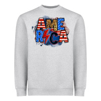 Heather Grey america lightning bolt Heavyweight Sweatshirt - Zillion Design Studio