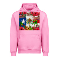 Fuchsia Pink Mexican and Puerto Rico flag Urban Hoodie - texasbilliewilder