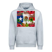 Heather Grey Mexican and Puerto Rico flag Urban Hoodie - texasbilliewilder
