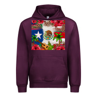 Mauve Wine Mexican and Puerto Rico flag Urban Hoodie - texasbilliewilder