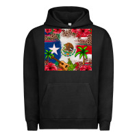 Pigment Black Mexican and Puerto Rico flag Urban Hoodie - texasbilliewilder