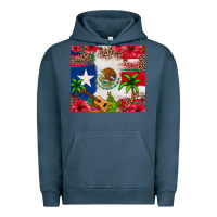 Pigment Midnight Navy Mexican and Puerto Rico flag Urban Hoodie - texasbilliewilder