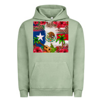 Pigment Oil Green Mexican and Puerto Rico flag Urban Hoodie - texasbilliewilder