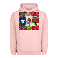 Pigment Salmon Mexican and Puerto Rico flag Urban Hoodie - texasbilliewilder