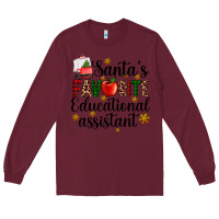 Burgundy santa's favorite educational assistant Long Sleeve Tee - AdoDesignShop