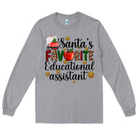 Heather Grey santa's favorite educational assistant Long Sleeve Tee - AdoDesignShop