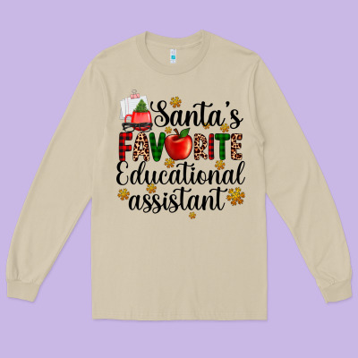 Santa's Favorite Educational Assistant Long Sleeve Tee Designed By Adodesignshop