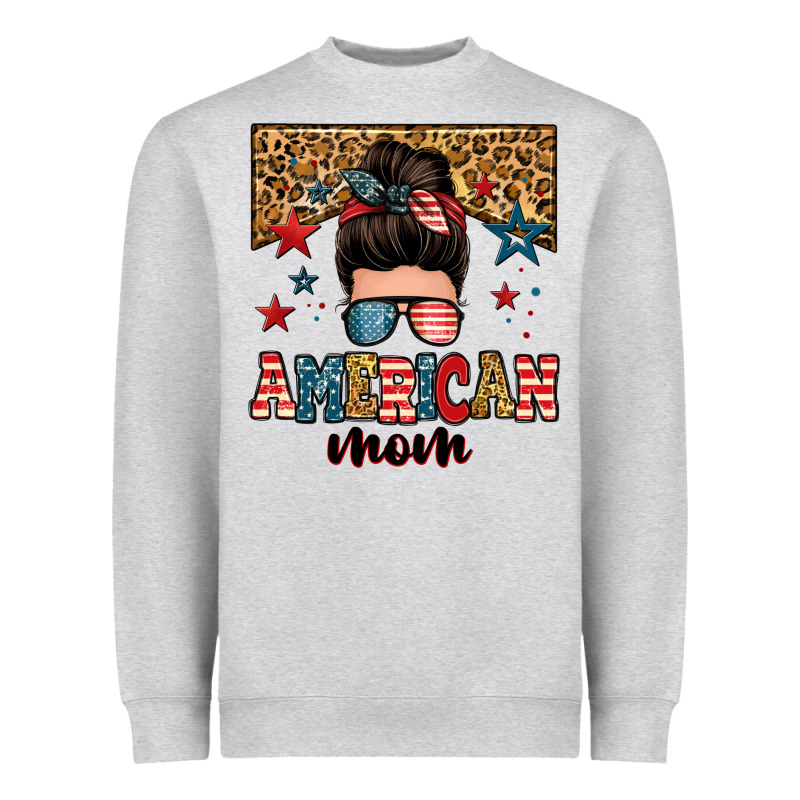 American Mom Junkie Messy Bun Heavyweight Sweatshirt by Zillion Design Studio | Teevron
