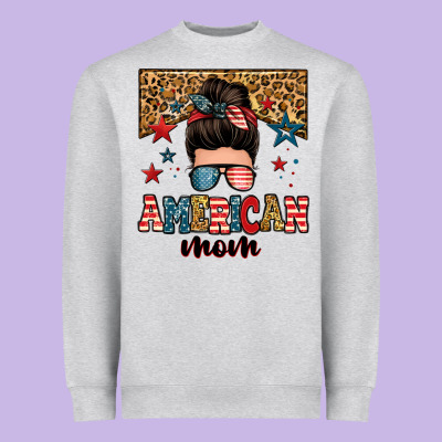 American Mom Junkie Messy Bun Heavyweight Sweatshirt Designed By Zillion Design Studio