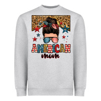 Heather Grey american mom junkie messy bun Heavyweight Sweatshirt - Zillion Design Studio