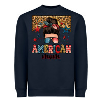 Navy american mom junkie messy bun Heavyweight Sweatshirt - Zillion Design Studio