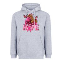 Heather Grey Hope Breast Cancer nails Heavyweight Hoodie - NancyCooperArtShop