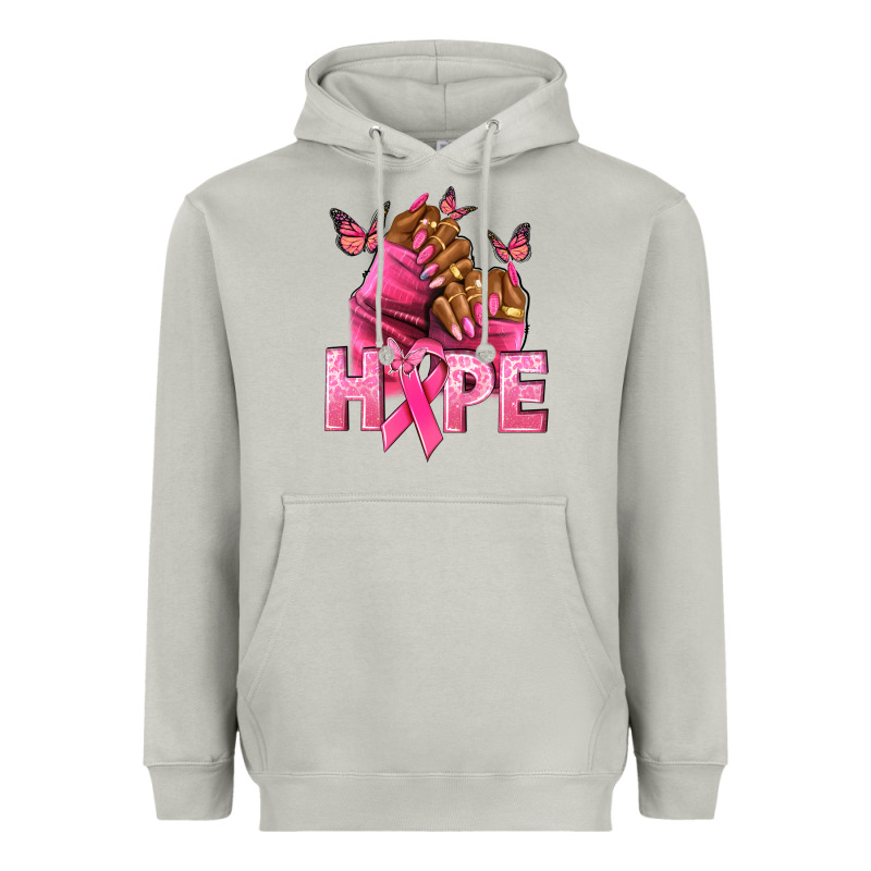 Hope Breast Cancer Nails Heavyweight Hoodie by NancyCooperArtShop | Teevron