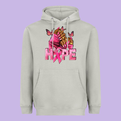 Hope Breast Cancer Nails Heavyweight Hoodie Designed By Nancycooperartshop