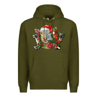 Army Green Joy Christmas Goat Premium Hoodie - LillyAllenDesigns